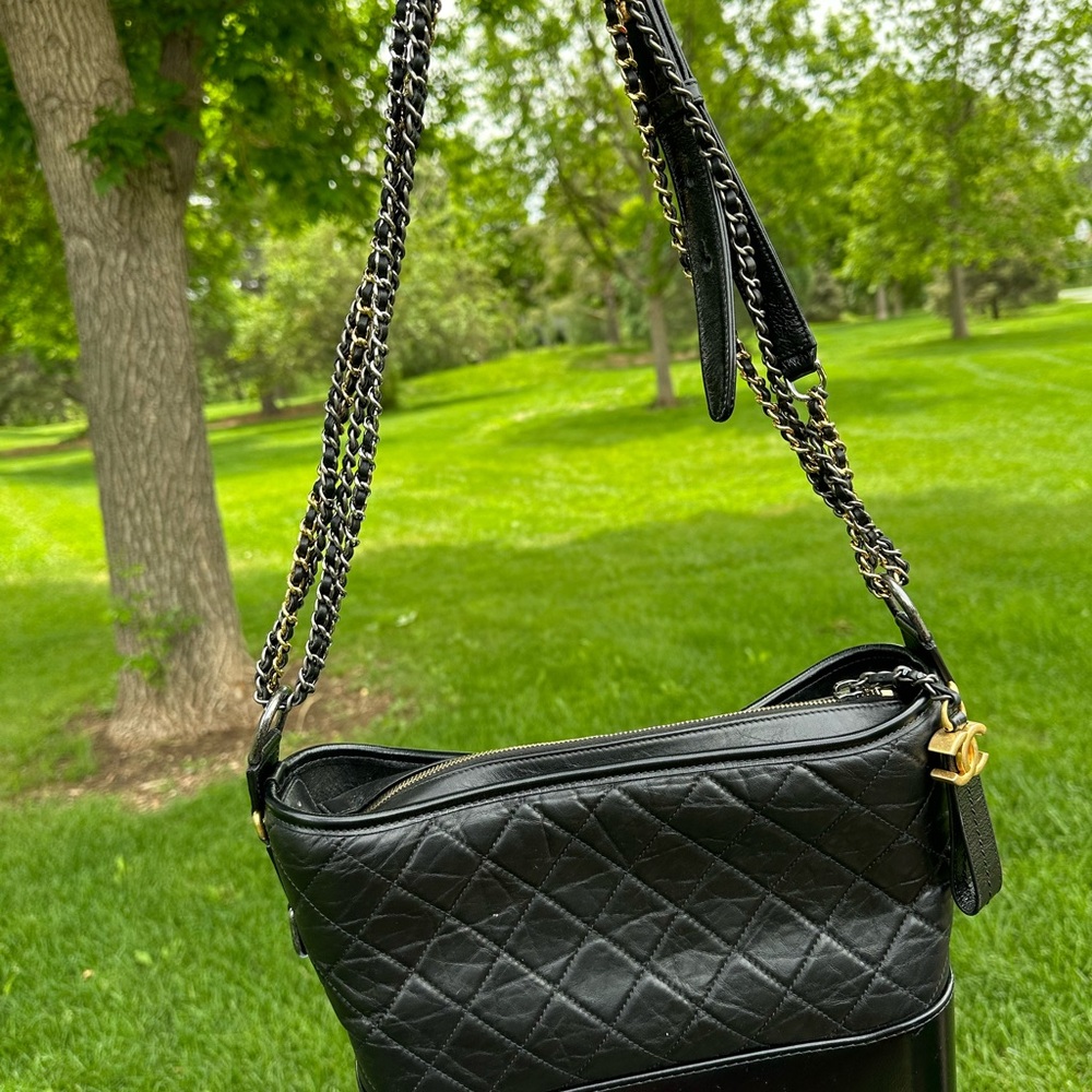 Black Quilted Leather Shoulder Bag
